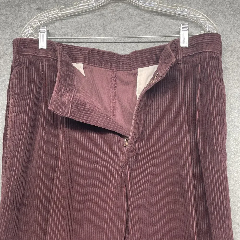 Vtg 90s Levis Dockers Mens Pants Fits 36x29 Double Pleated Corduroy Red/Brown